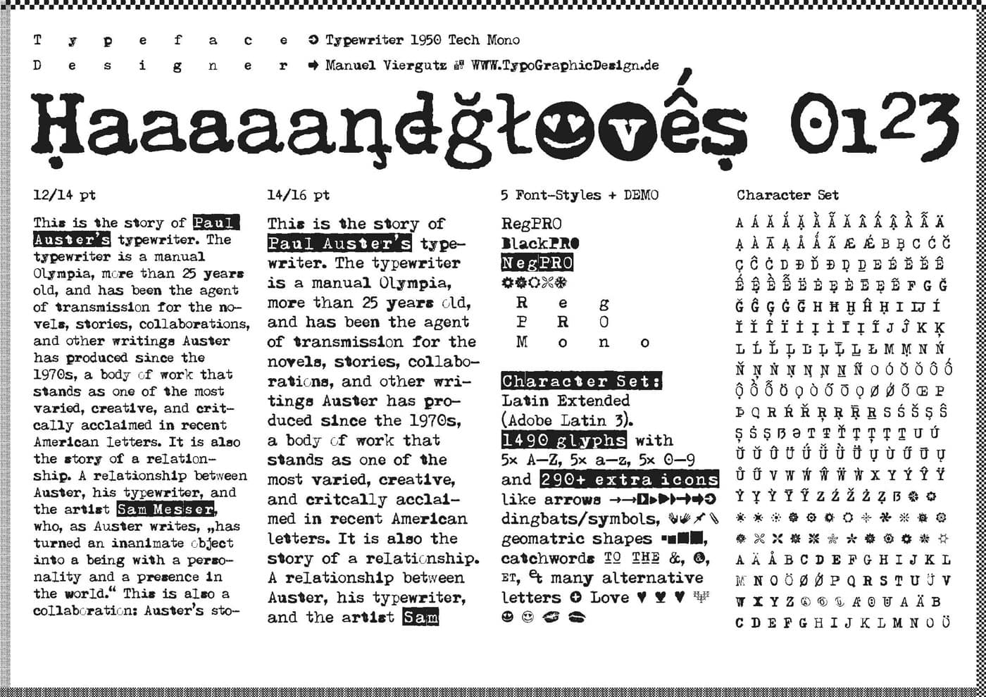 Type Specimen_Typewriter 1950 Tech Mono_Font by Manuel Viergutz_Typo Graphic Design