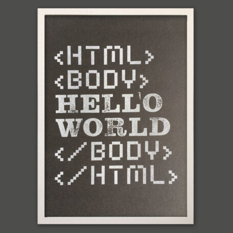 HTML-World_Riso-Print_White-on-Black_A5_Typo-Graphic-Design