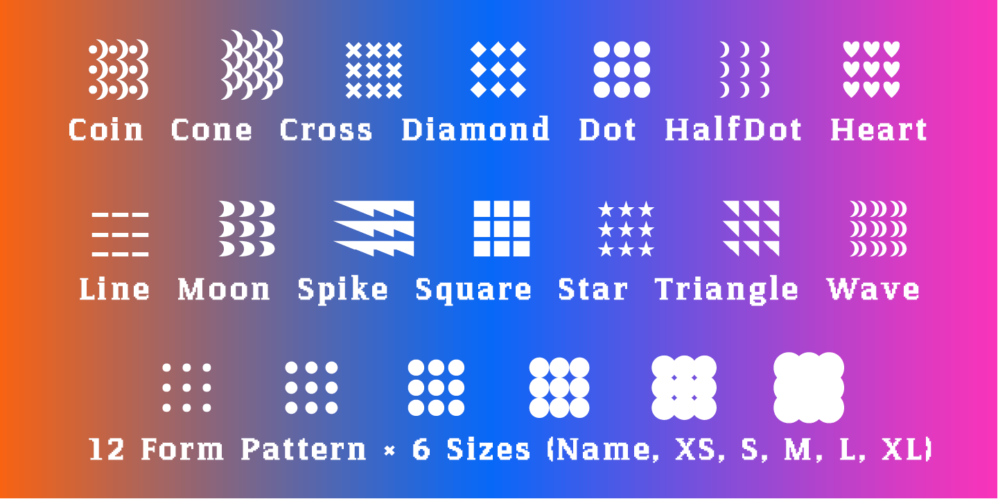 Type Specimen with all 75 Weights for Font Pixel Serif by Typo Graphic Design