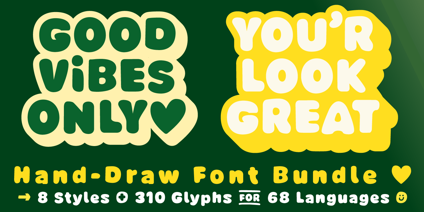 Type Specimen for the Display Font Avocado Hand for fancy Sticker by TypoGraphicDesign
