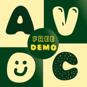 Type Specimen for the Display Font Avocado Hand shows Letter A V O C by TypoGraphicDesign