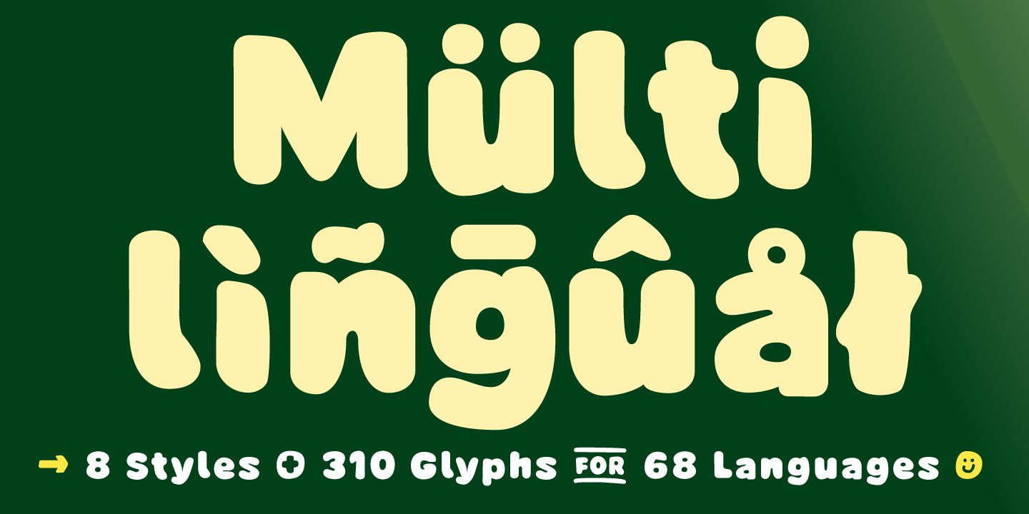 Type Specimen for the Display Font Avocado Hand shows Multilingual Languages Support by TypoGraphicDesign