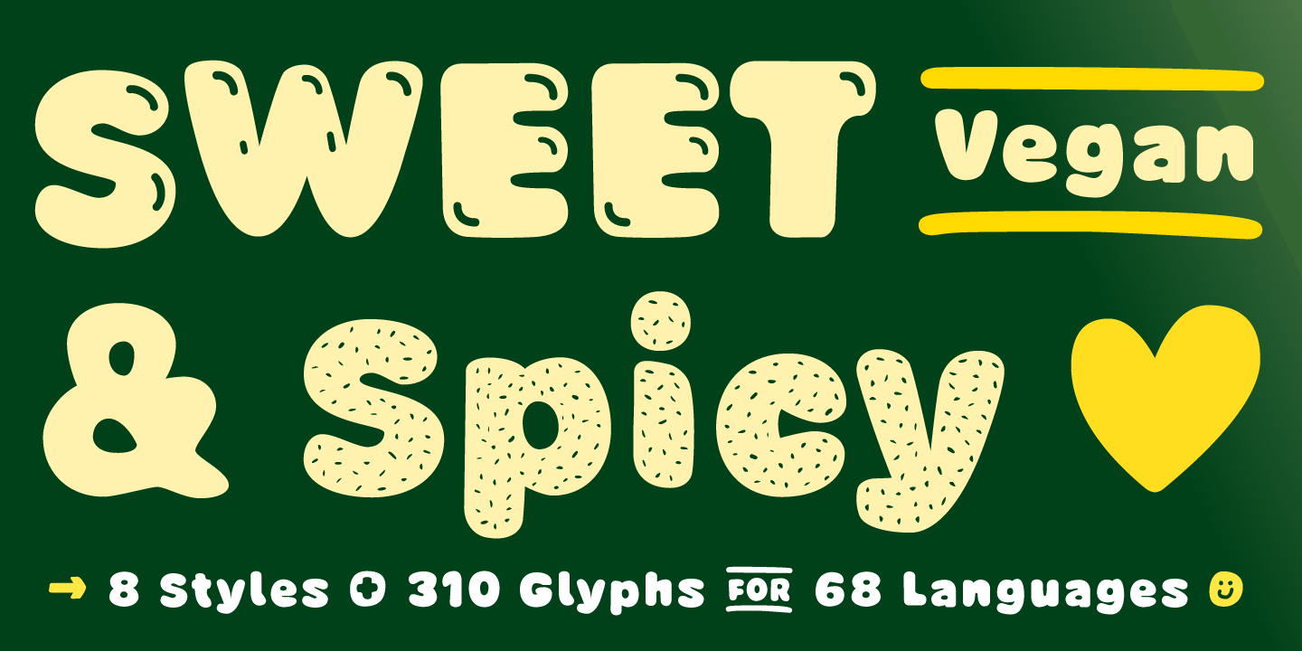 Type Specimen for the Display Font Avocado Hand shows Sweet and Spicy for Vegan Food by TypoGraphicDesign