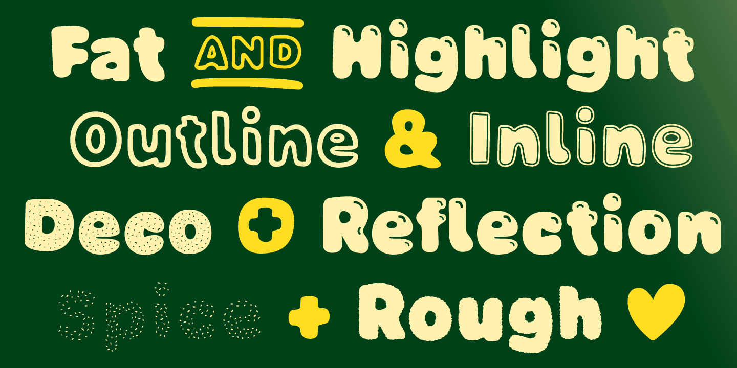 Type Specimen for the Display Font Avocado Hand shows all 8 font styles by TypoGraphicDesign
