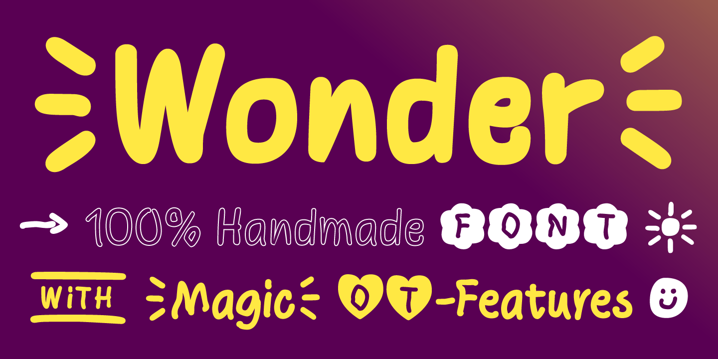 Type Specimen for the magic hand drawn Font Wonder Hand Pencil by Typo Graphic Design