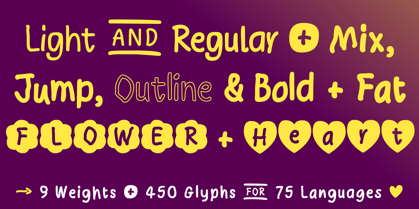 Type Specimen with all 9 Weights for the Font Wonder Hand Pencil by Typo Graphic Design