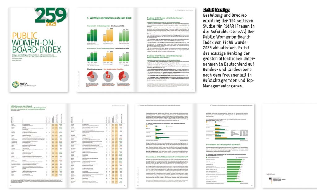 Gestaltung Studie_Public Woman-on-Board 2025 für Frauen in die Aufsichtsräte (FidAR e. V.)_Design TypoGraphicDesign