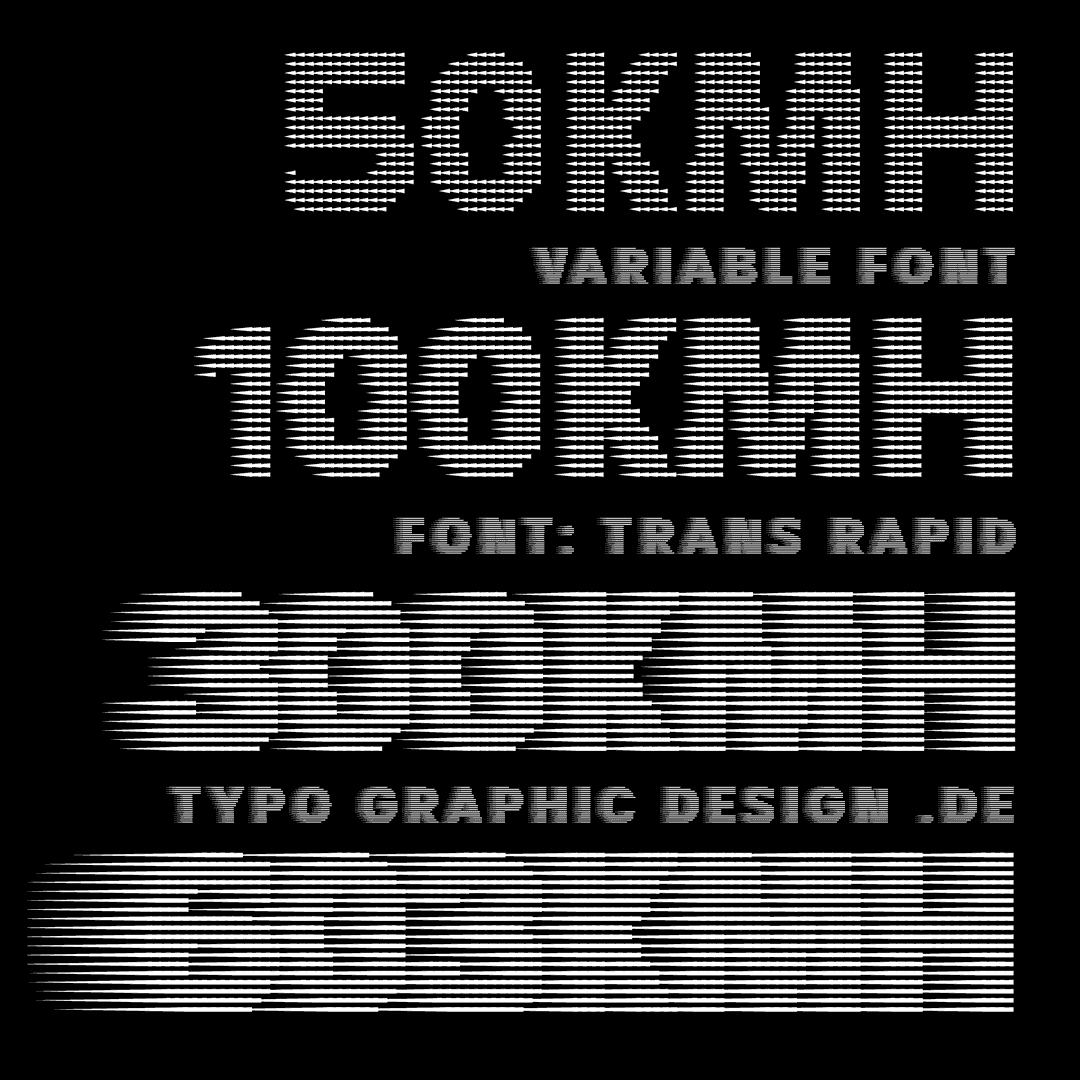 Font Animation with the variable Speed Font called Trans Rapid by TypoGraphicDesign