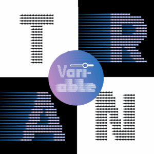 Type Specimen Product Cover for the Dynamic Pixel Font called Trans Rapid by Typo Graphic Design