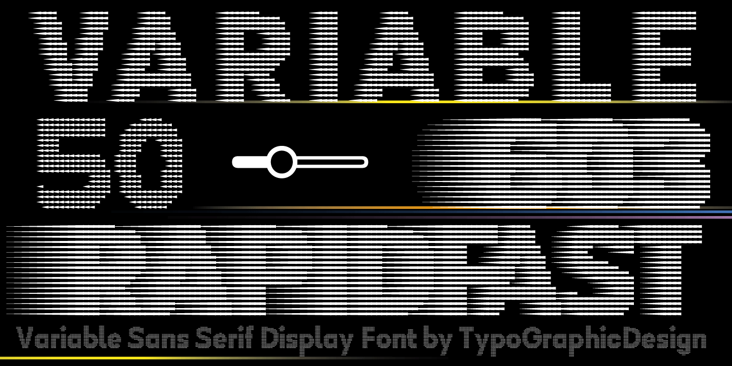 Type Specimen for the Dynamic Pixel Font called Trans Rapid with Variable Font Stlyes by Typo Graphic Design